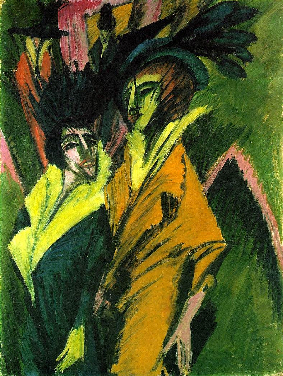 Эрнст Кирхнер зелёное картины, two women.