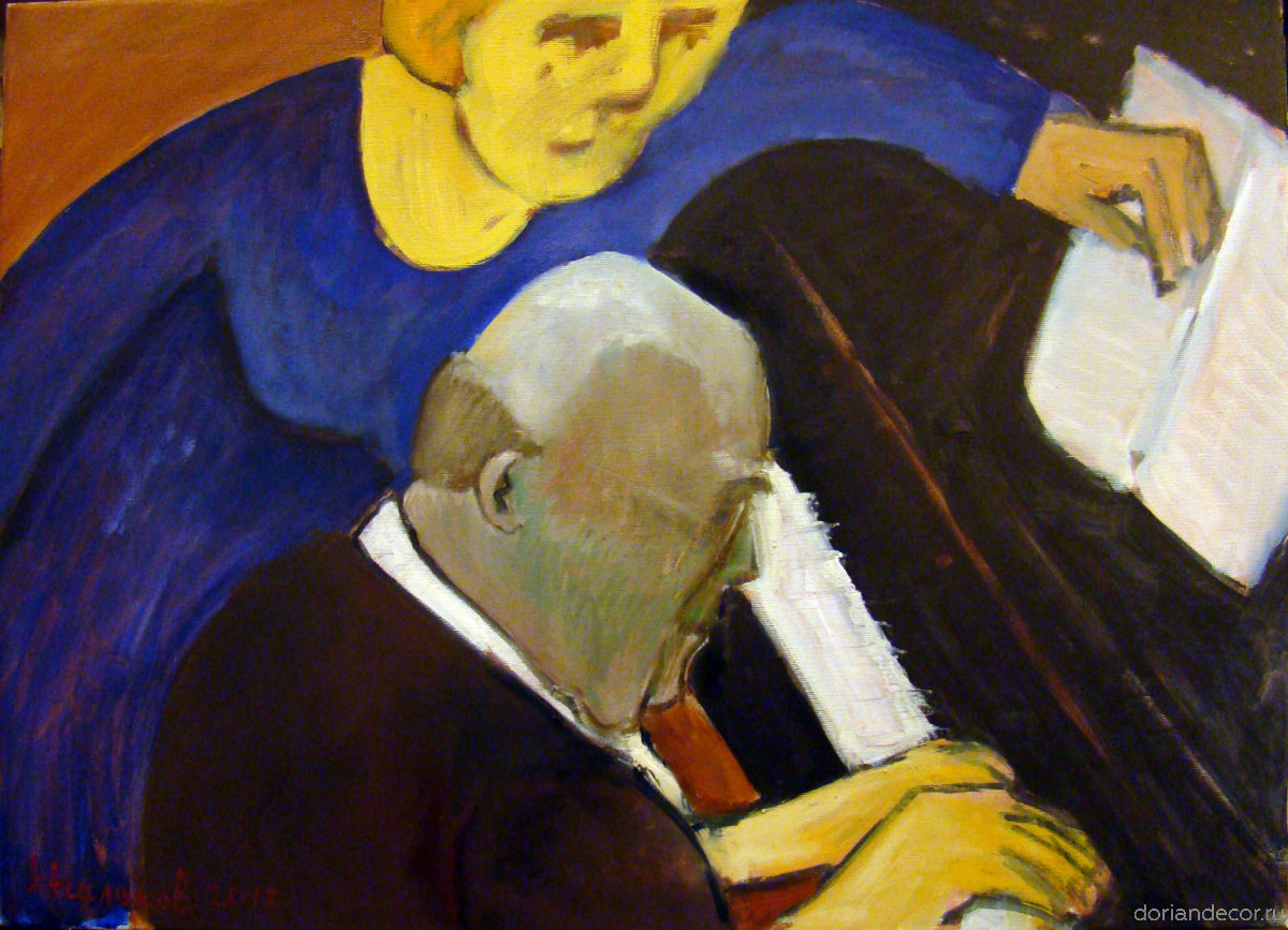 художник Вячеслав Агалаков - картина "Ноты", 2014 г. Пианист.