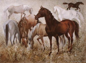 Irina Agalakova - "Horses". Oil on canvas, 1998.