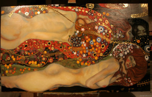 Ирина Агалакова — копия с картины Густава Климта «Водяные Змеи». Холст, масло. Размер: 75х120 см.
