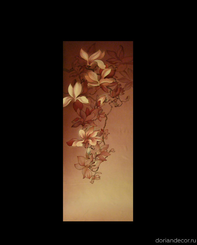 Ирина Агалакова - холодный батик, натуральный шелк. (Декоративный фрагмент). Растительный орнамент, цветы.