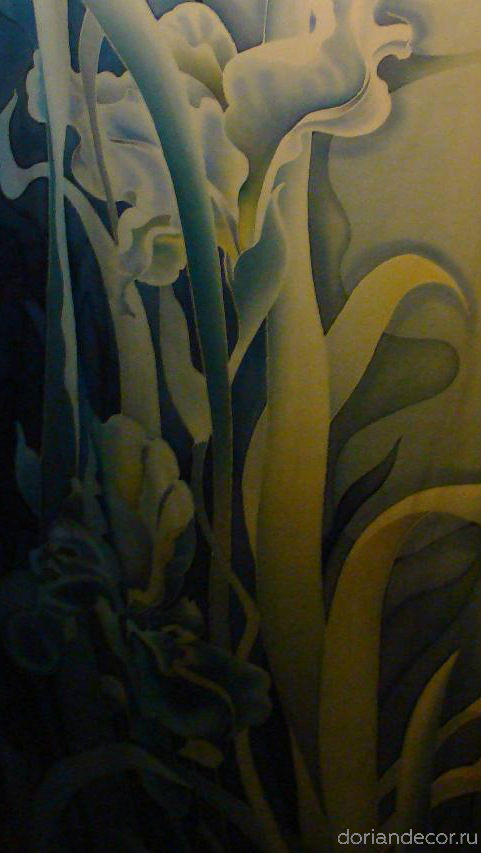 Ирина Агалакова - холодный батик, натуральный шелк. (Декоративный фрагмент). Растительный орнамент, цветы. Заказать