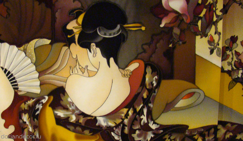 Ирина Агалакова - Декоративное настенное панно в спальню по моитвам японских гравюр (фрагмент)