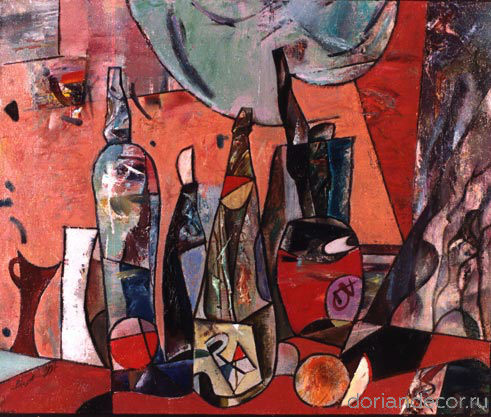 Виктор Головий - "Натюрморт с бутылками", 1994. 60x70 см. Холст, масло. Собственность автора.