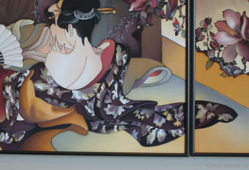 Ирина Агалакова - Декоративное настенное панно в спальню по моитвам японских гравюр (фрагмент)